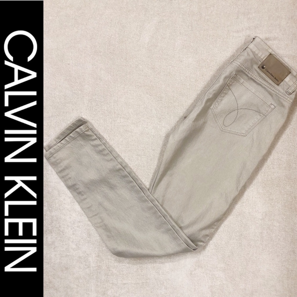 Calvin Klein Metallic Beige Tan Skinny Jeans Sz 27